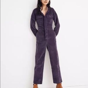 Madewell slim velveteen coverall jumpsuit